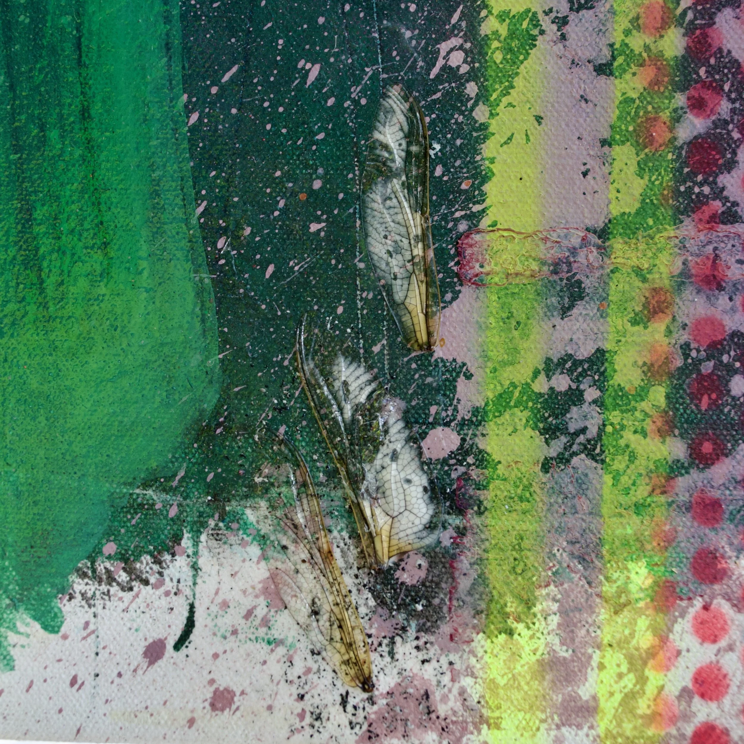 Abstract painting ‘Petrichor’—textured bands of ochre, forest green, and muted teal, copper, reminiscent of native Australian flora