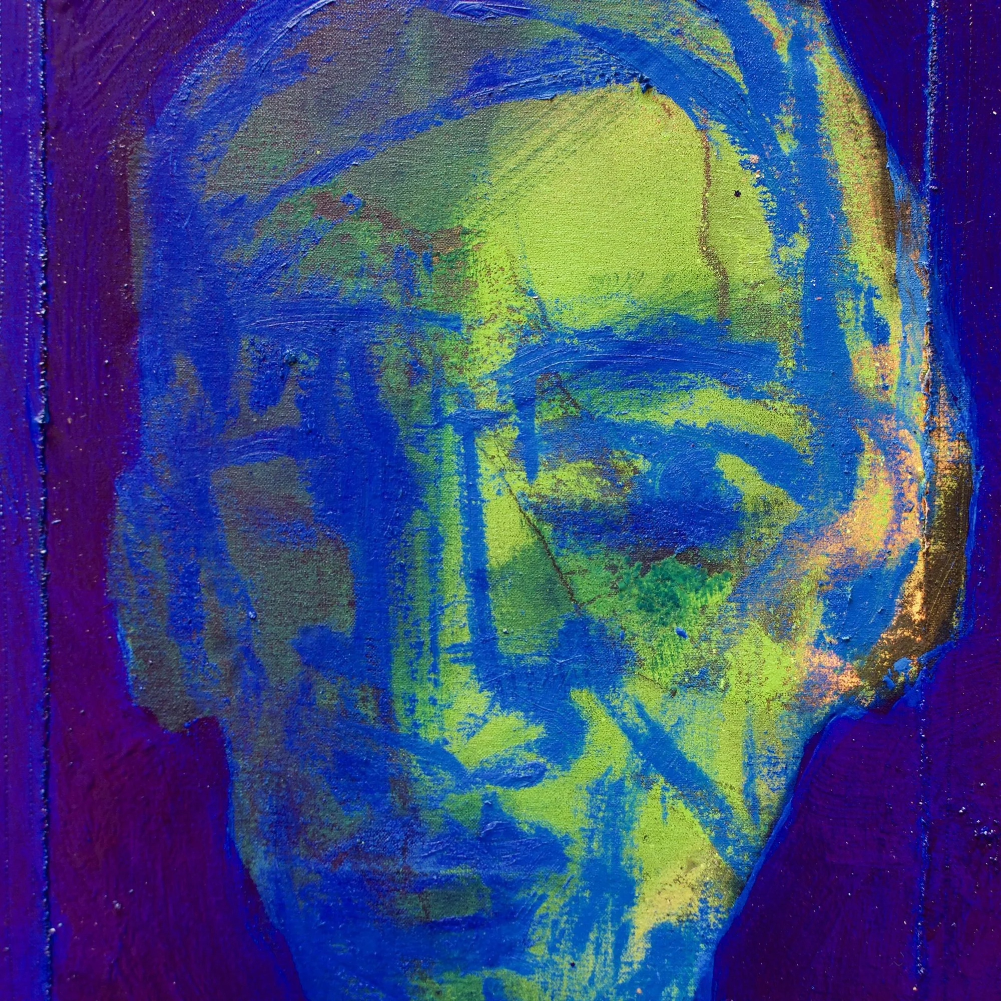 David Spencer self-portrait - deep cobalt blue - insomnia