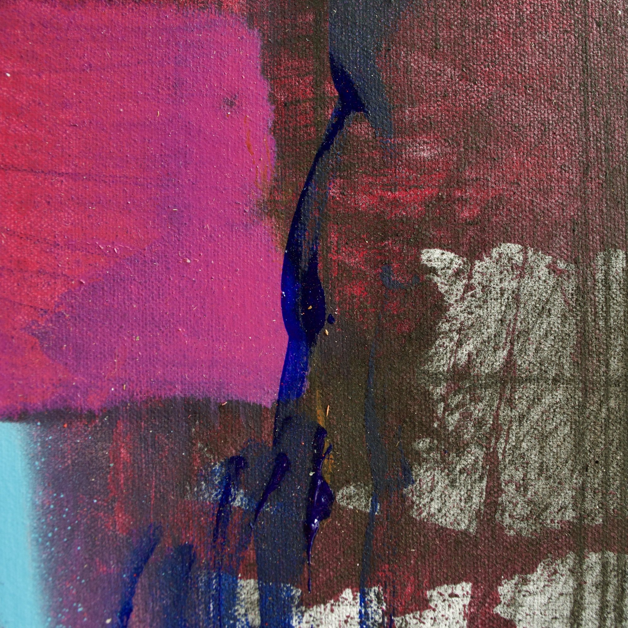 Abstract painting by David Spencer. Colourful blocks within a formal composition. Texture and layering.