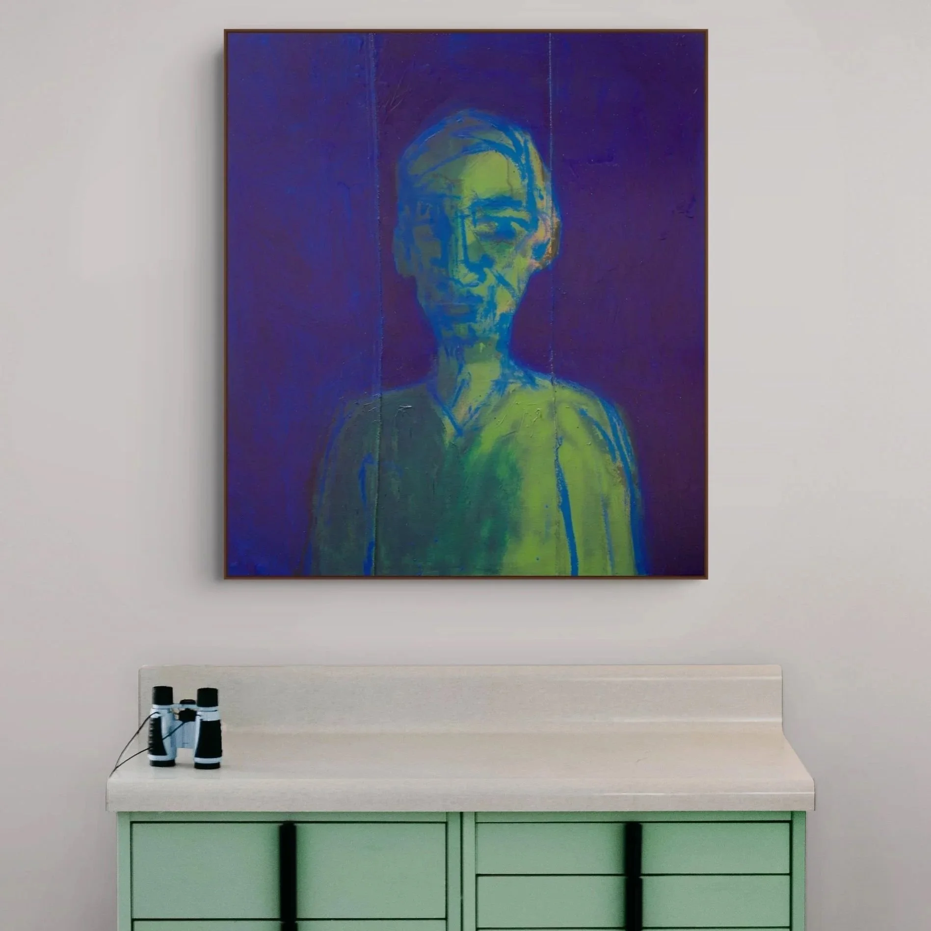 David Spencer self-portrait - deep cobalt blue - insomnia