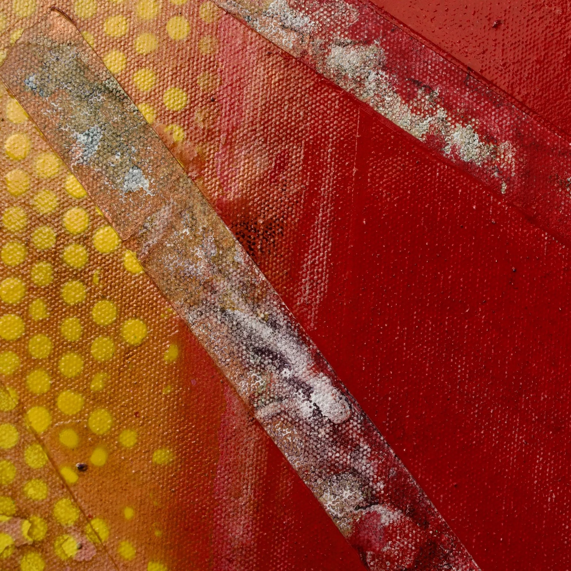 Abstract painting by David Spencer. Colourful blocks within a formal composition. Texture and layering.