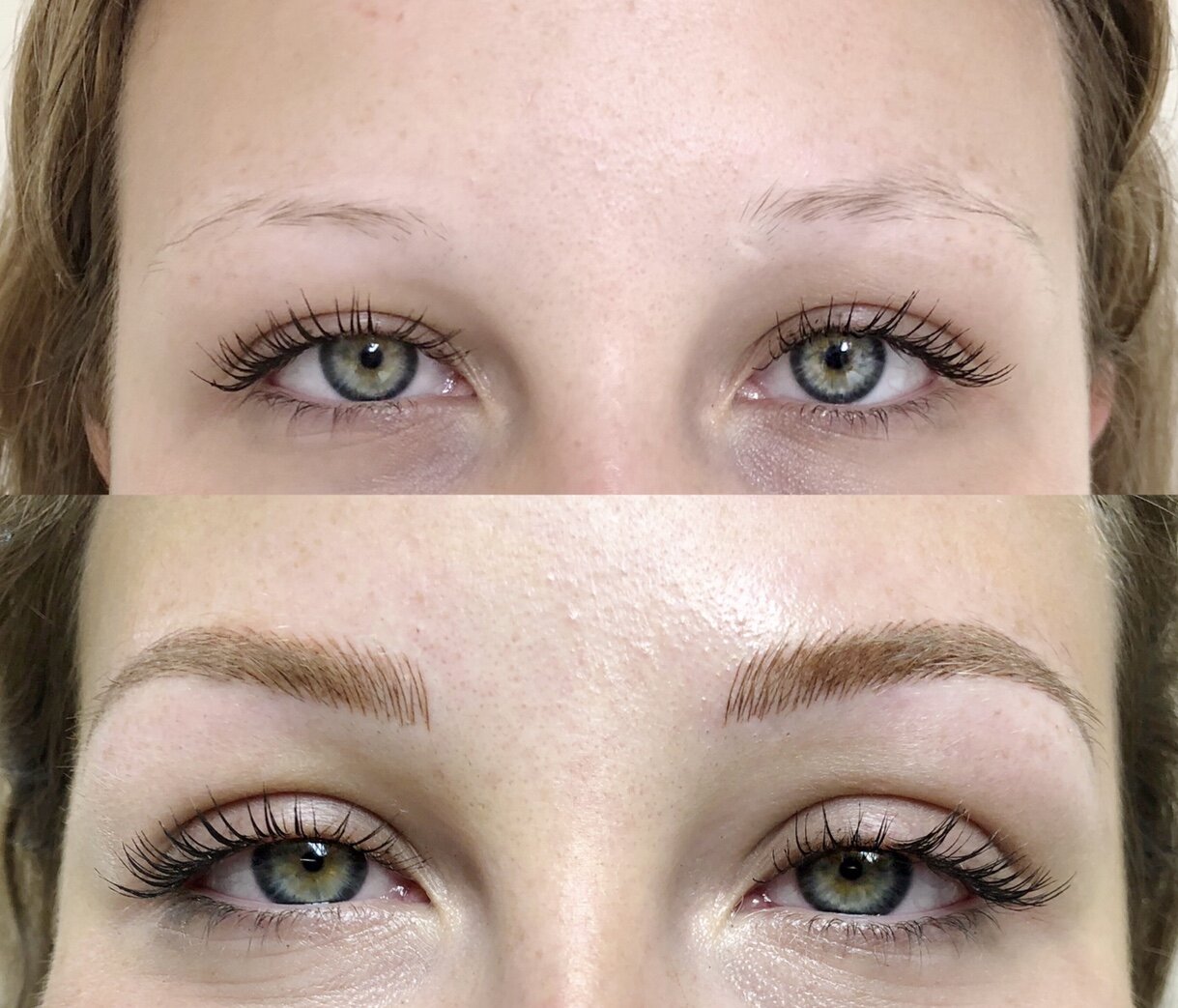Hybrid Eyebrow Tattoo Before  After  My Cosmetic Tattoo