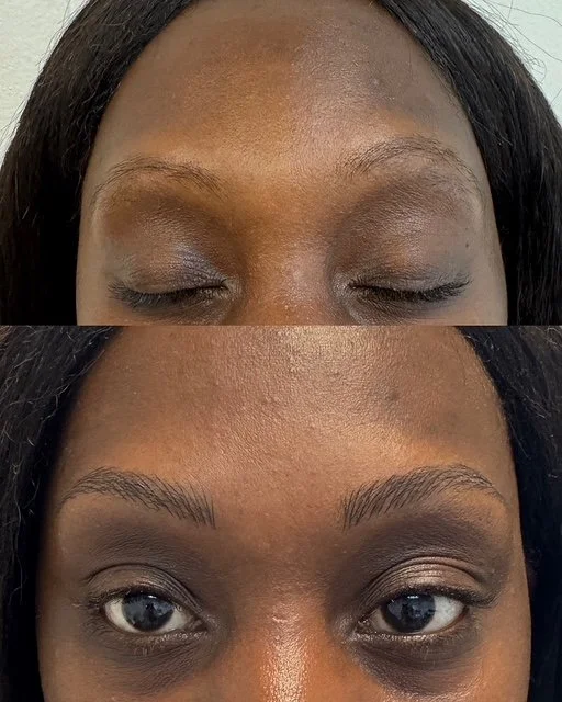 before and after nano brows for sparse eyebrows in bucks county pennsylvania