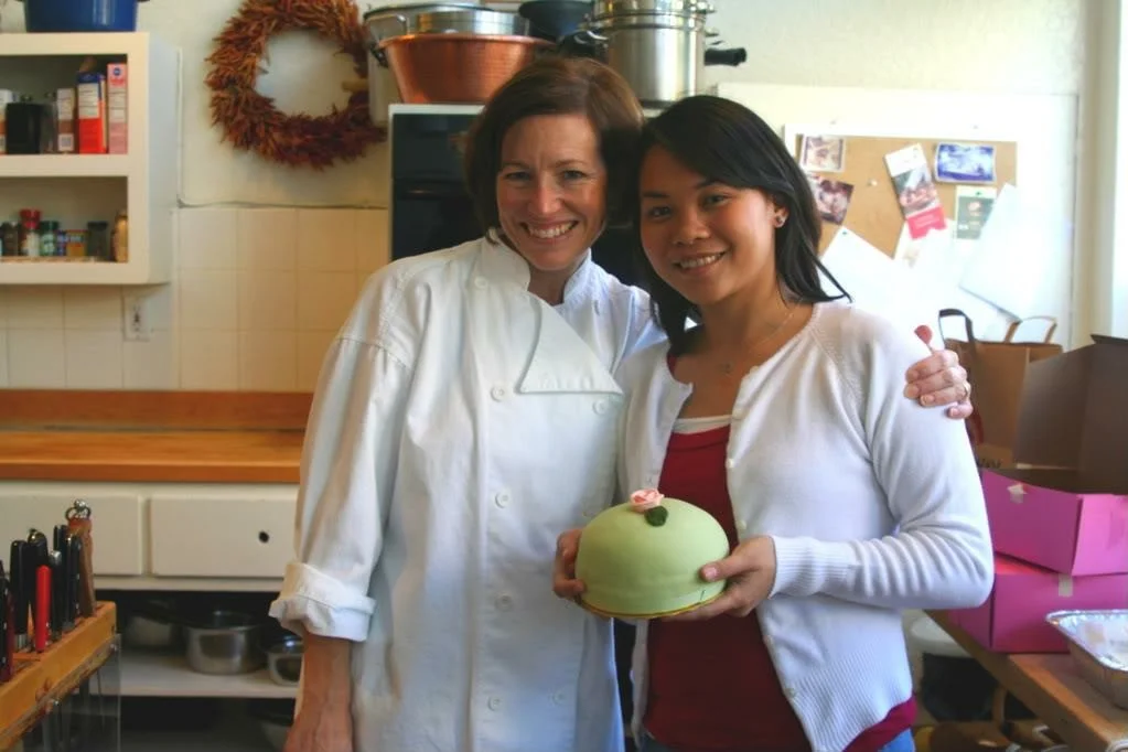 Melody Anne with Meg Ray in September 2008, Tante Marie Cooking School in San Francisco.