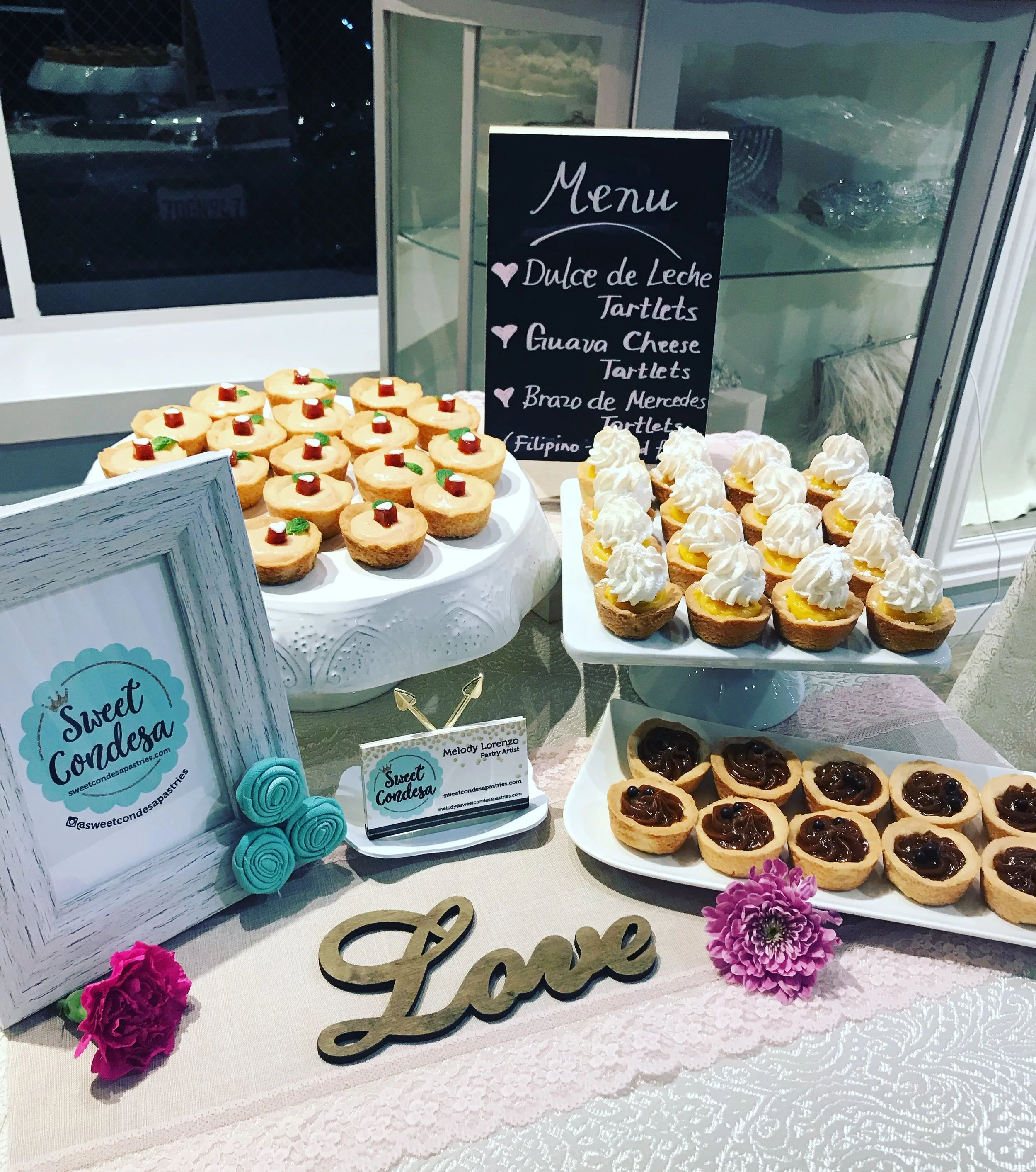 Showcased our Filipino and Latin-inspired, handcrafted “micro-pastries” at the Lafayette Bridal Social. Dessert Menu: Dulce de Leche Tartlets; Brazo de Mercedes Tartlets; and Guava Cheese Tartlets