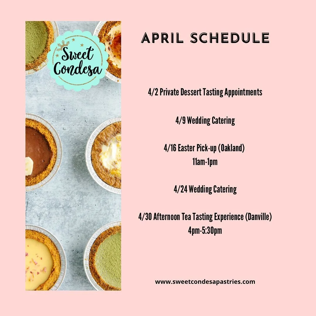 What&rsquo;s happening this April? Wedding season is finally here&hellip;woohoo! Plus, we have Easter coming up and the most awaited, &ldquo;Afternoon Tea Tasting Experience!&rdquo; 

Be sure to join our mailing list to get the latest updates! 😊

#s