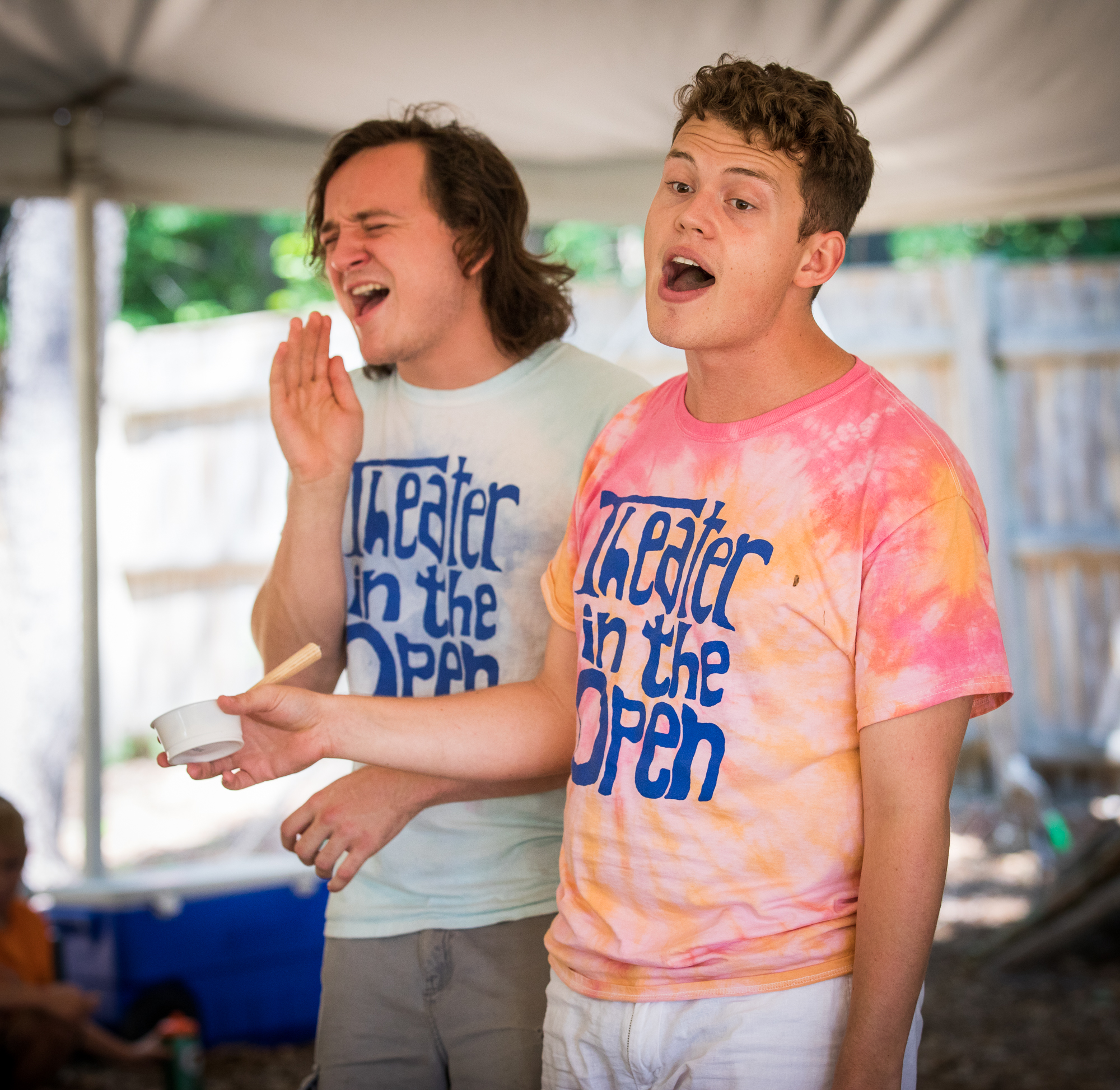 Singing about the importance of hydration at Theater in the Open, 2017