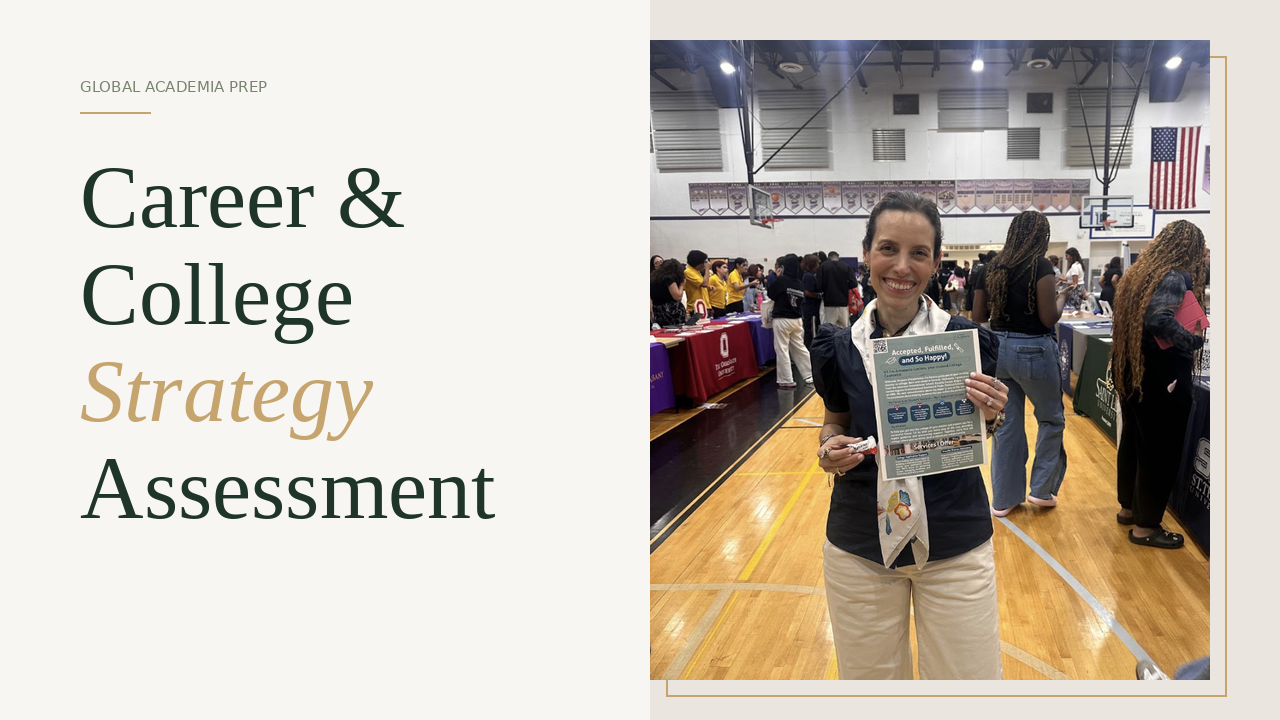 Career & College Strategy Assessment cover with Annabella Goshen at a college fair