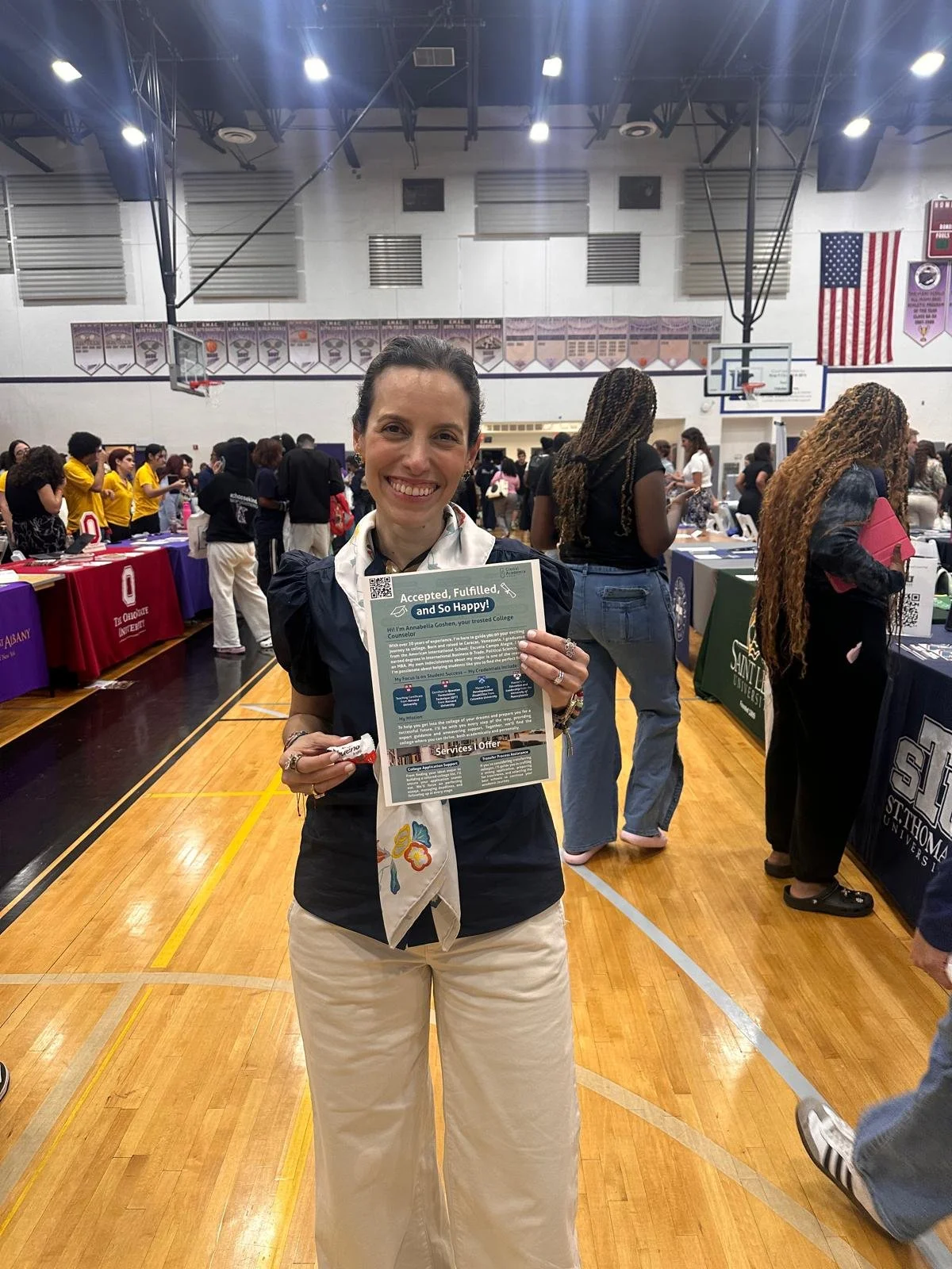 Annabella at a college fair