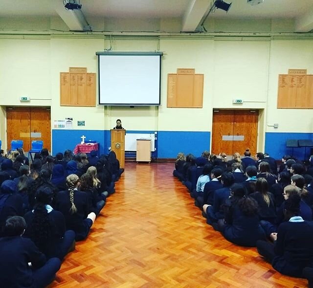 Head girl hustings are underway! Our head girl candidates from year 12 are explaining to every year group why they should be head girl. Every child and adult gets a vote this Friday! #democracy #leadership