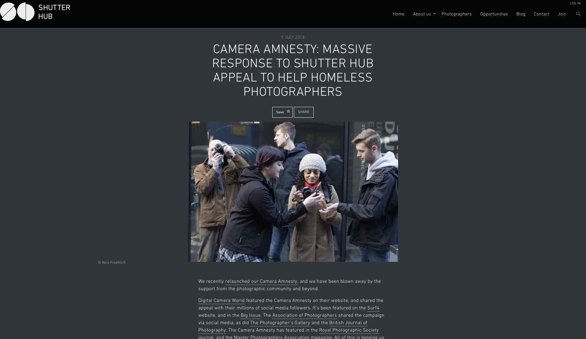 Shutter Hub’s Camera Amnesty campaign to help homeless photographers