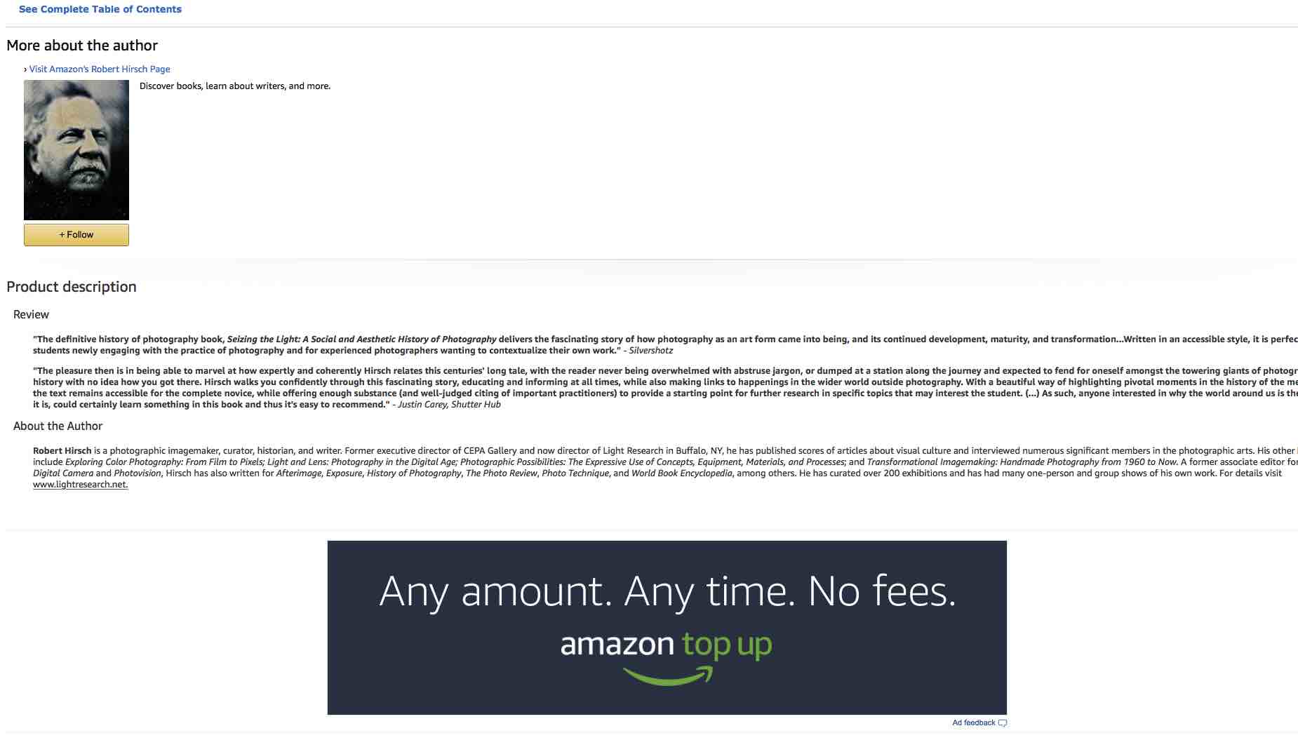 Excerpt of my review of Robert Hirsch’s book Seizing The Light on Amazon