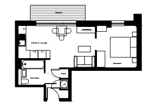 The Oregon, Brunswick Park, Studio floorplan