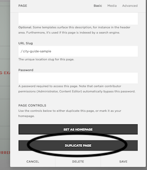 Select 'Duplicate Page'