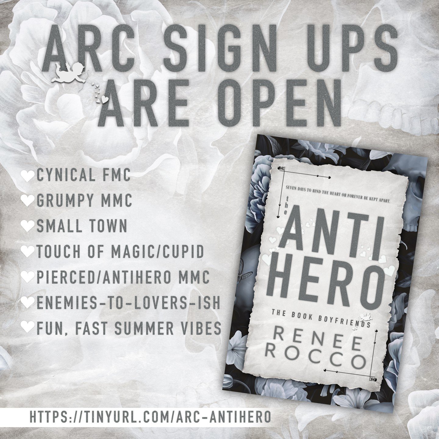THE ANTIHERO is a love letter to the romance community, our favorite tropes, and the yummy book boyfriends we all adore!

ARC SIGN UP: https://tinyurl.com/arc-antihero
AMAZON: https://tinyurl.com/theantiheroC
PUB DATE: June 2024

For Charlotte Mallor