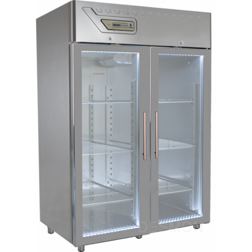 GM14G PROFESSIONAL REFRIGERATOR 1400 Lt -2° +8°C GLASS DOOR - EMBOSSED GUIDES Dimensions: L: 134cm x P(W): 80cm x H: 212cm