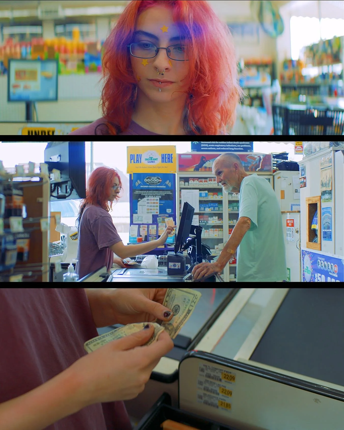 Kiana tapes together a torn $20 bill. 

&ldquo;The power of connective labor, especially in the mundane quotidian world of everyday commerce and civic society, is in its capacity to knit together communities of disparate souls&mdash;in other words, t