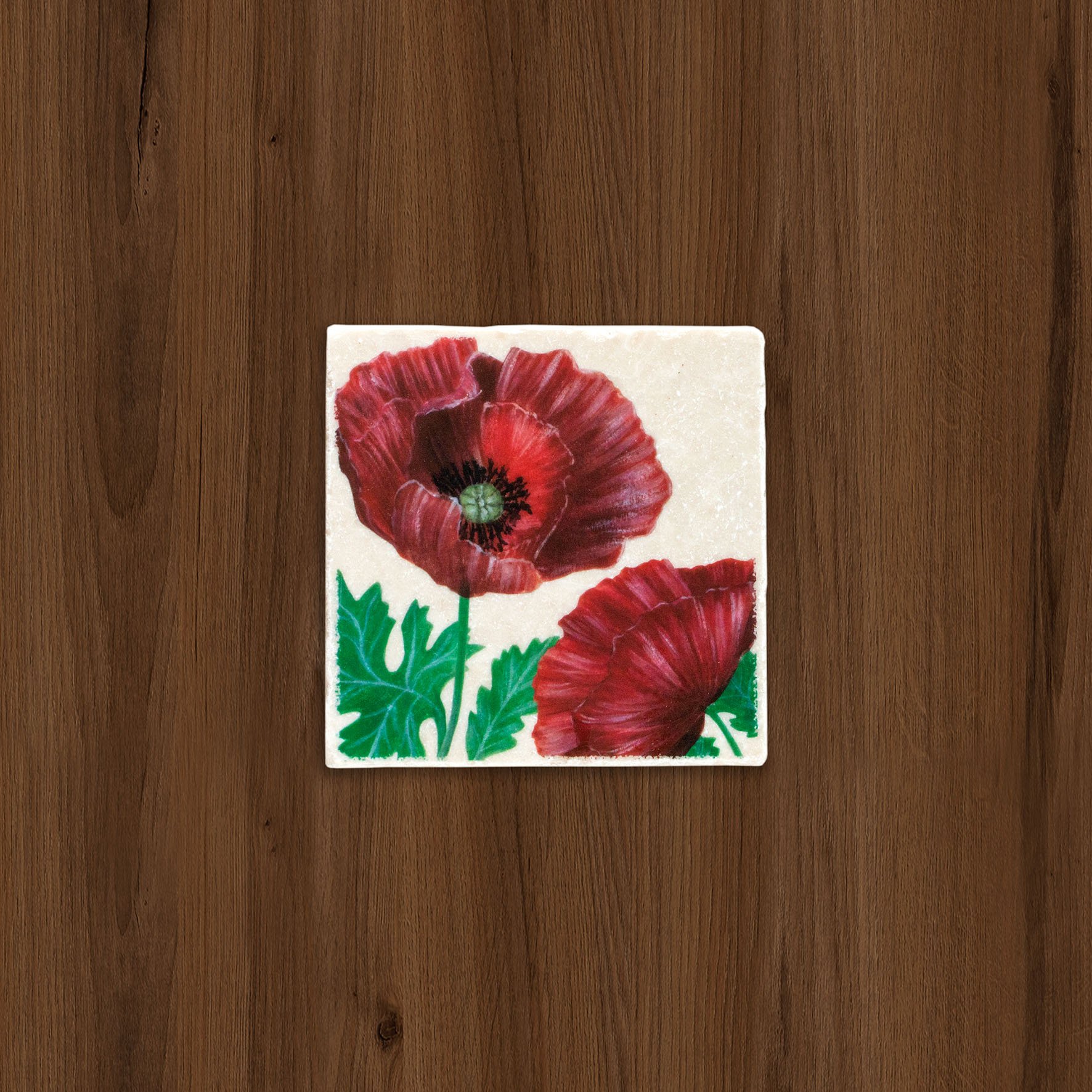 Red Poppy stone coaster-table flatlay.jpg