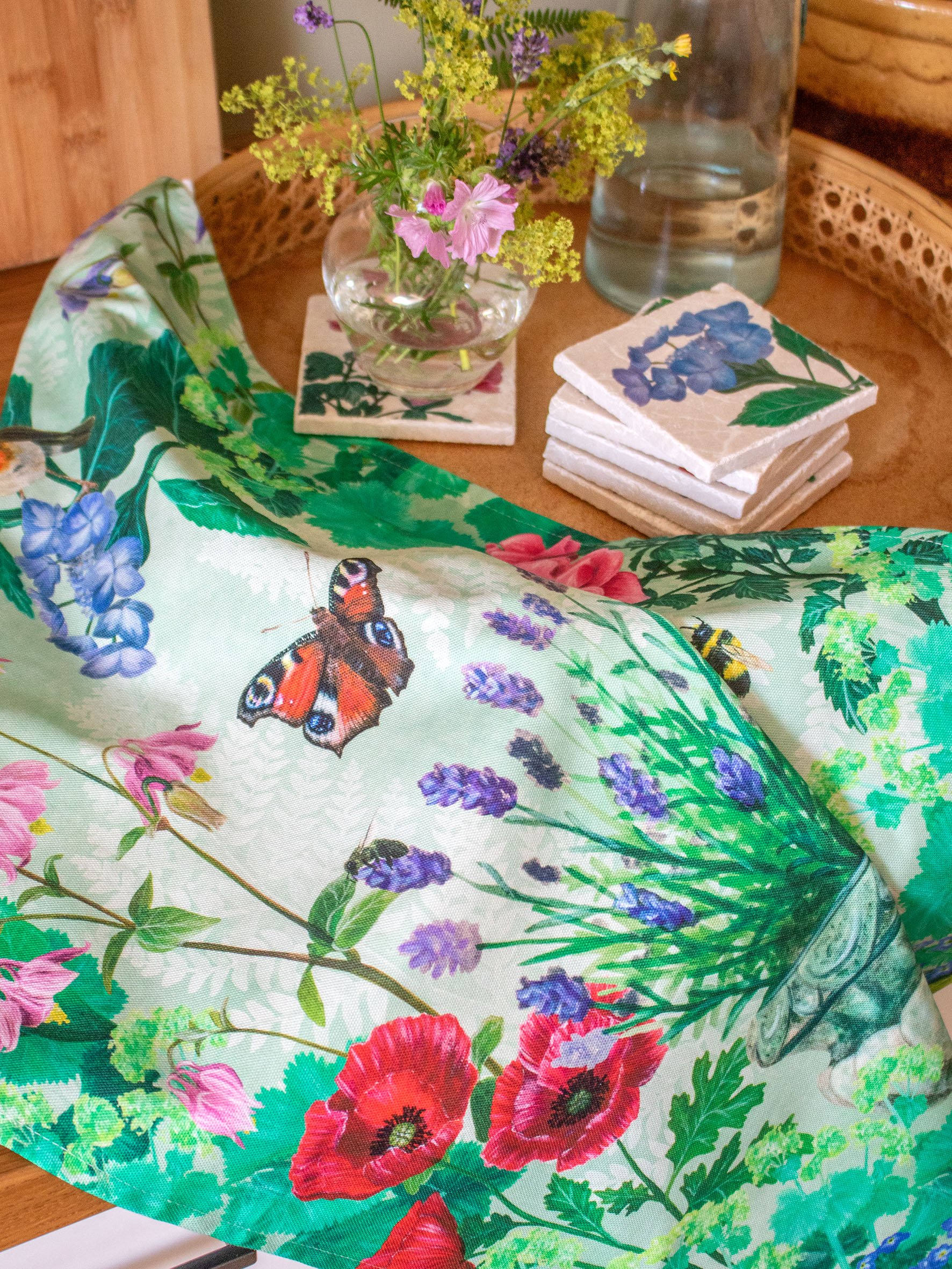 Mothers Garden Tea Towel+stone coaster-kitchen tray-01.jpg