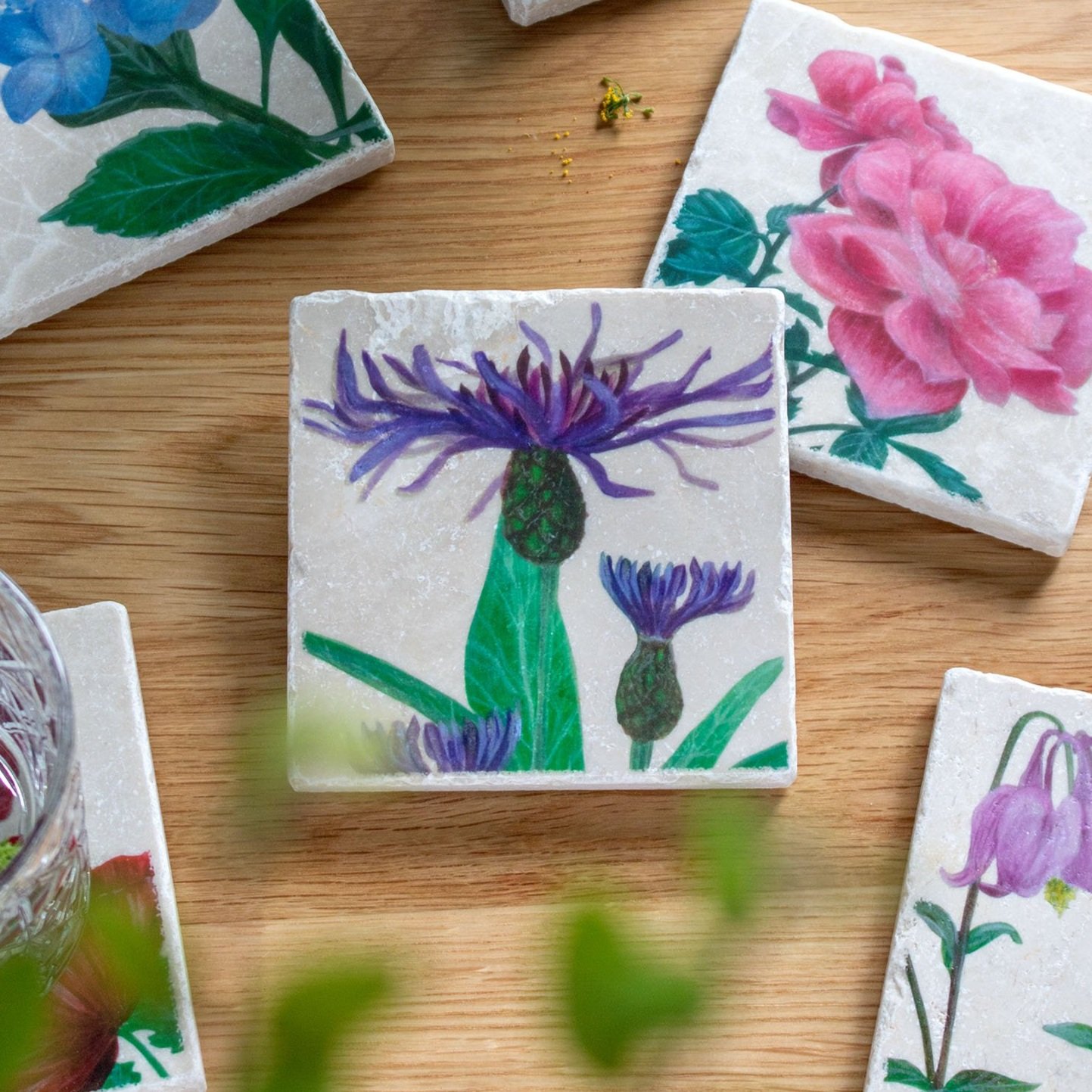 Garden+Coasters-on+wooden+table-cornflower+focus.jpg