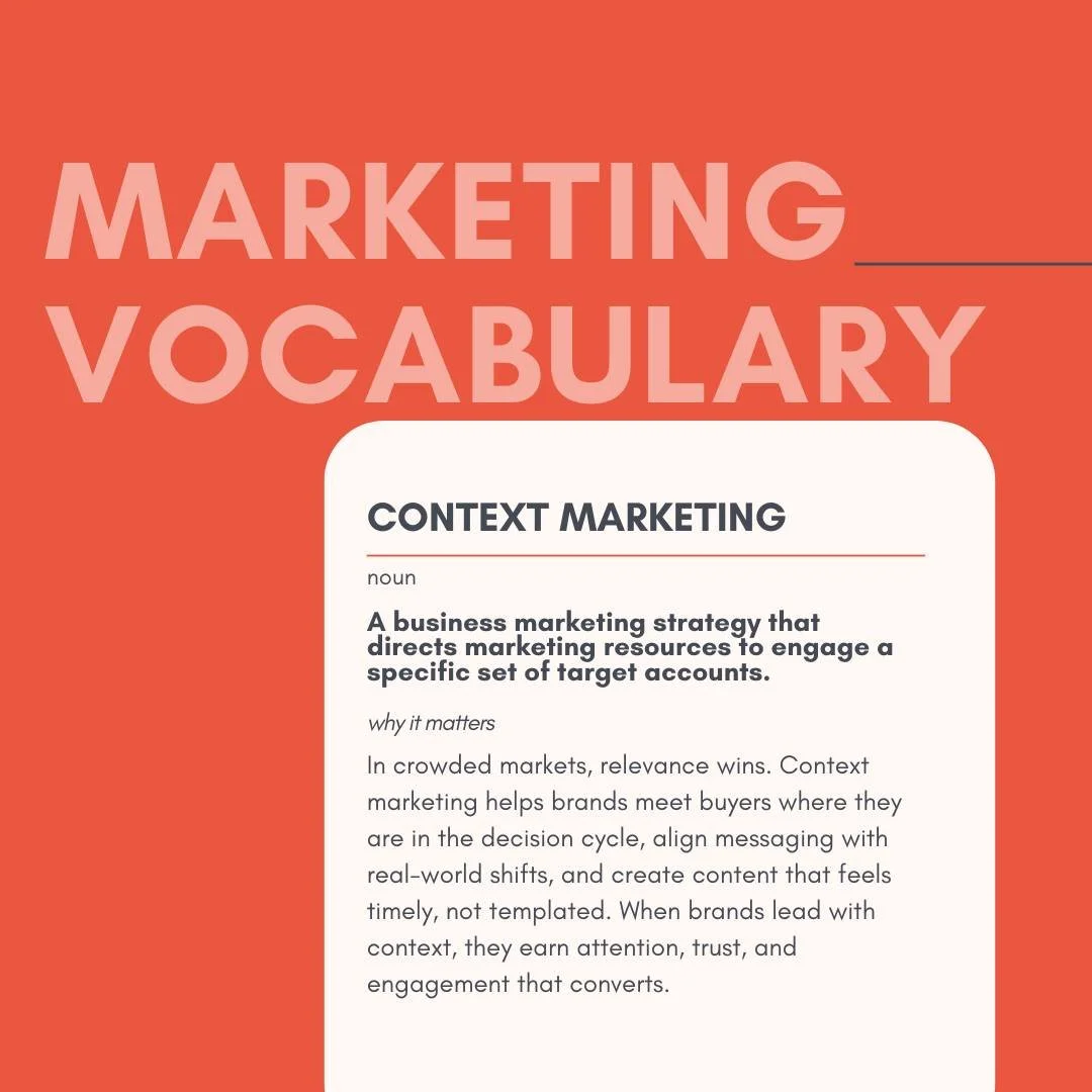 MARKETING VOCAB: Context marketing in today&rsquo;s crowded landscape, relevance is what cuts through. Context marketing helps brands tailor messaging based on audience intent, industry shifts, and real-time signals. Are you delivering the right mess