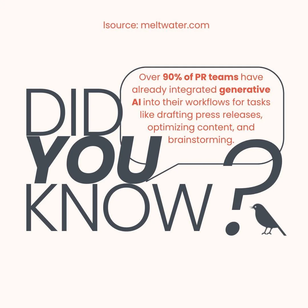 💡 Did you know? Over 90% of PR teams are now using generative AI to draft content, optimize messaging, and brainstorm ideas.
Stay ahead of the curve by combining smart AI tools with strong strategy to amplify your PR impact. 

#B2BPR #publicrelation