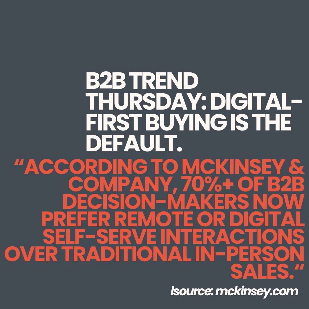 Digital-first isn&rsquo;t a preference; it&rsquo;s the B2B default.

According to McKinsey &amp; Company, more than 70% of B2B decision-makers prefer remote or digital self-serve interactions over traditional in-person sales.

📊 If your digital pres