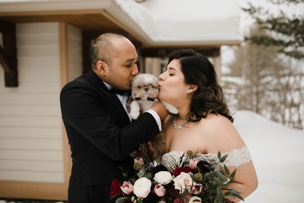 Dog with Bride and Groom