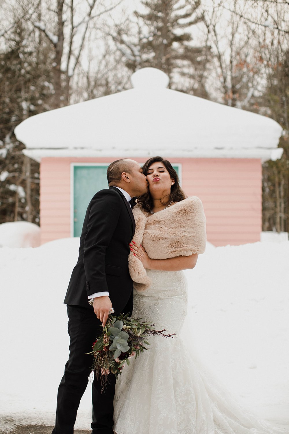 Bride and Groom Kissing