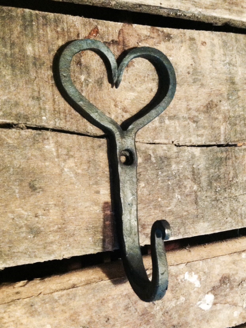 4.9" 125mm Antique Iron Hand Forged Heart Hook 