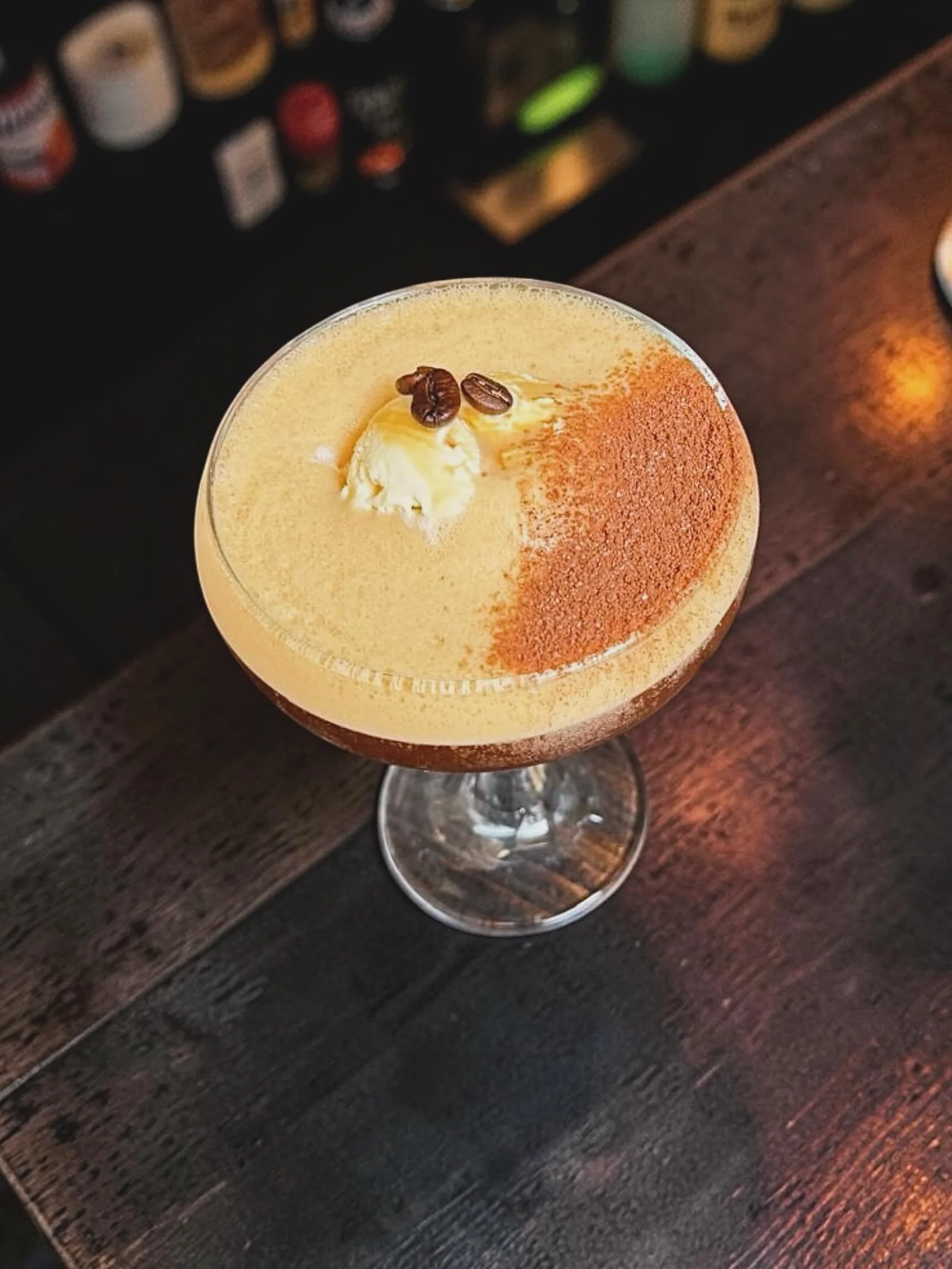 Espresso Martini Affogato
Fresh espresso, vodka &amp; coffee liqueur served over vanilla ice cream, topped with chocolate dusting @wafflehousenorwich