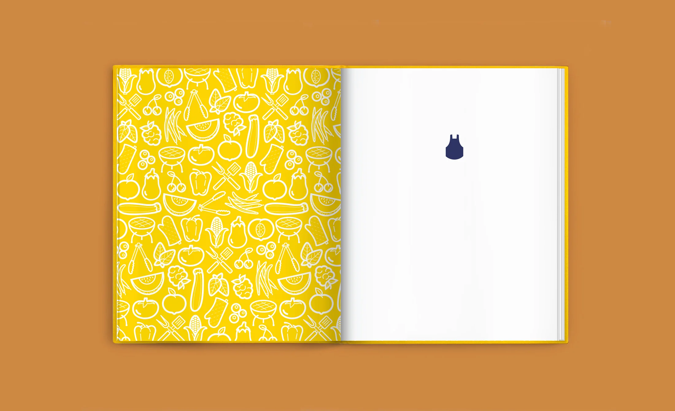 The seasonal produce icons become a cute pattern on the book's endpapers.