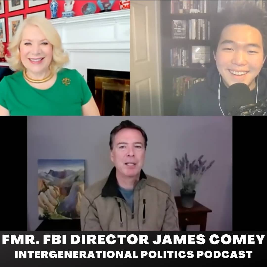 A terrific new episode of #IntergenerationalPoliticsPodcast with #JimComey. We asked him hard questions about how he handled #hillaryclinton emails and much more. You'll want to hear the answers so join us. 
Listen: rb.gy/i7iyac
Watch:rh/gy/1zjzmd