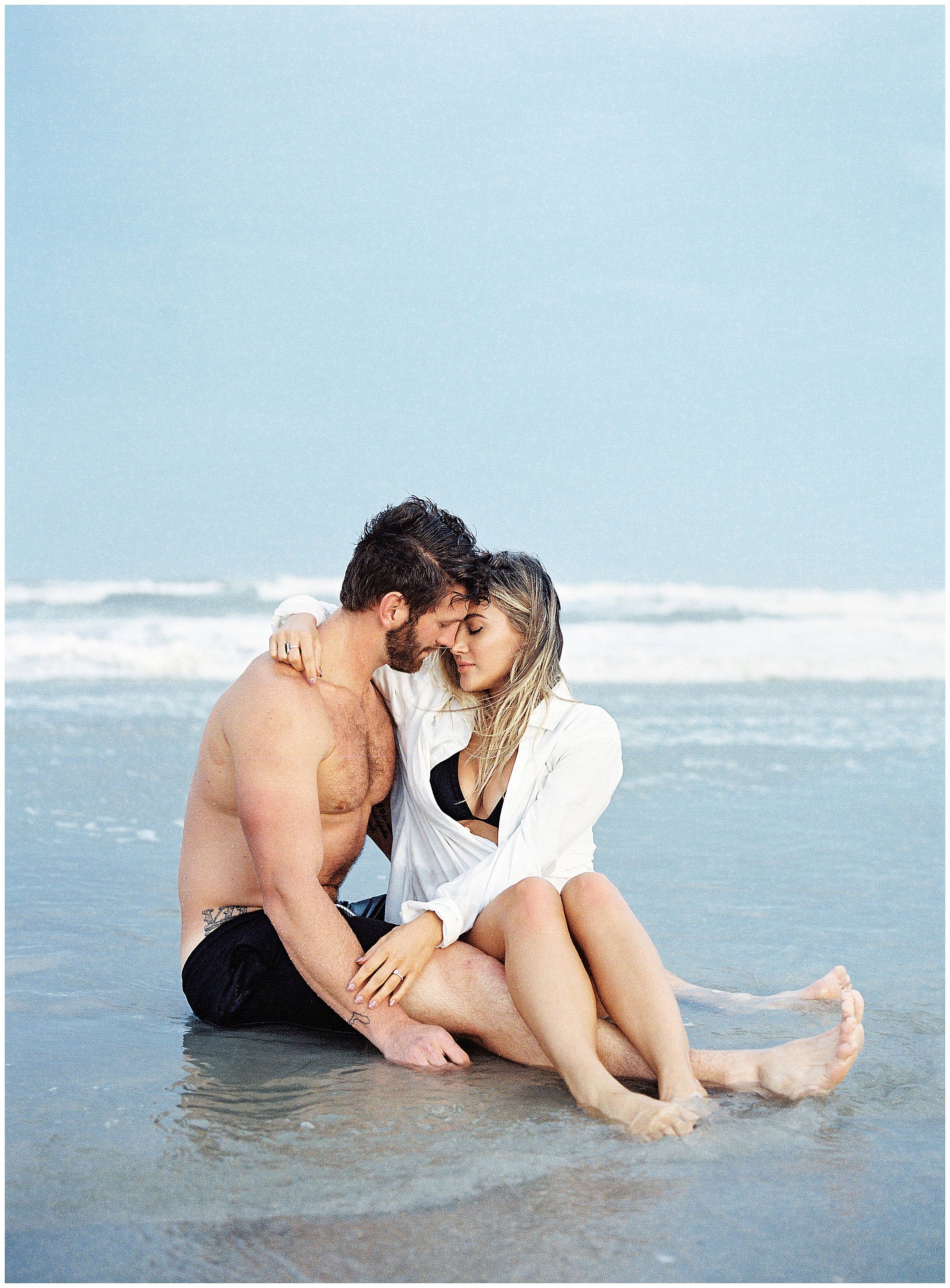 Lisa Silva Photography Jacksonville St Augustine Amelia Island Ponte Vedra Beach Fine Art Film Wedding Photographer- Rainy Day Beach Engagement Session on Jacksonville Beach, Florida_0004.jpg