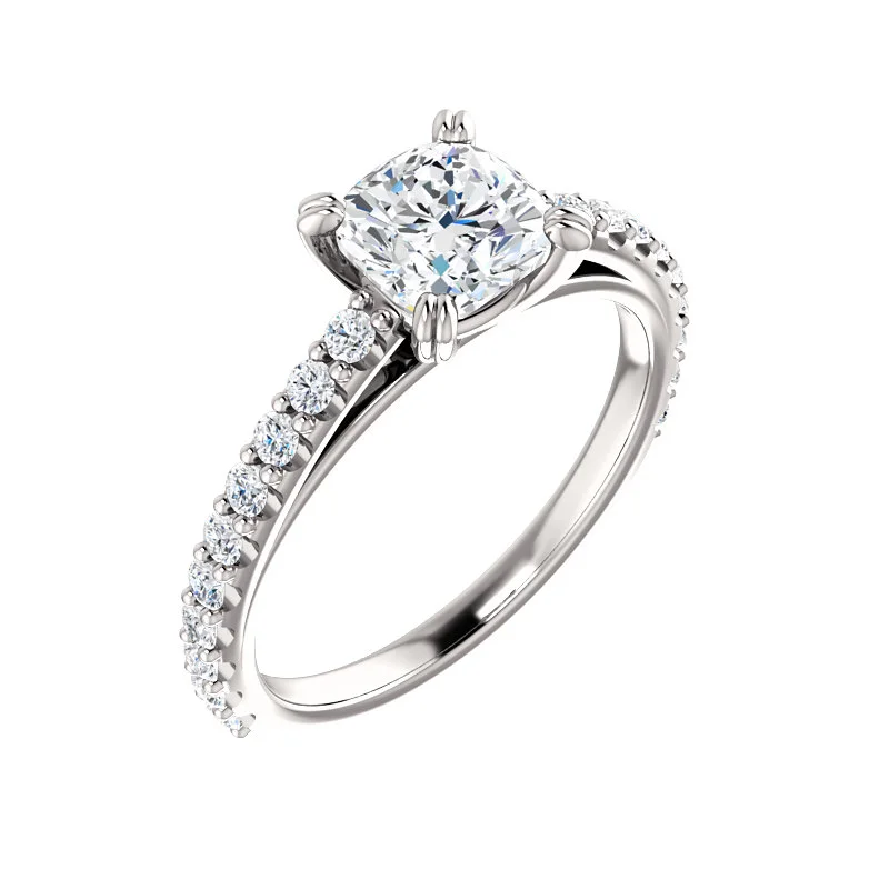 Double Prong Accented Engagement Ring