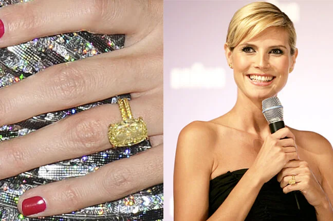 Heidi Klum with her fancy yellow oval diamond