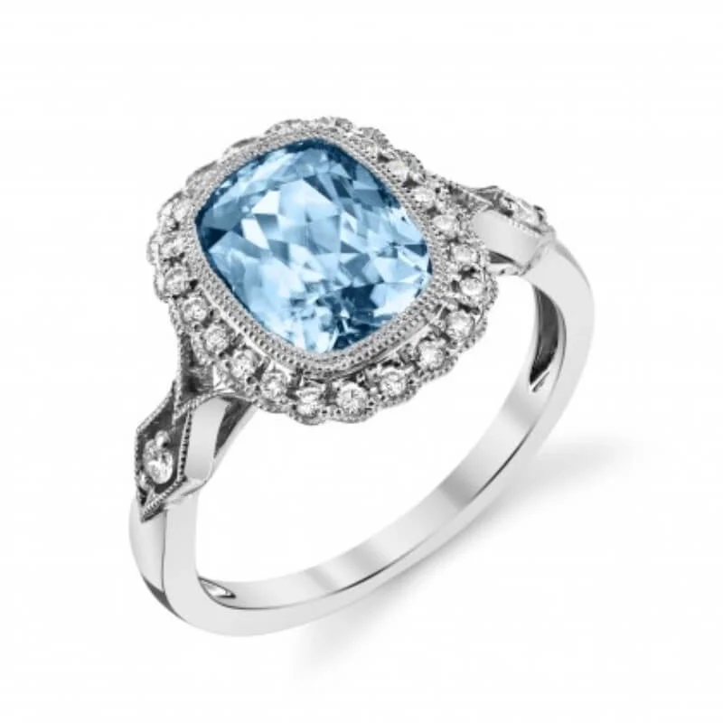 Aquamarine and Diamond Ring
