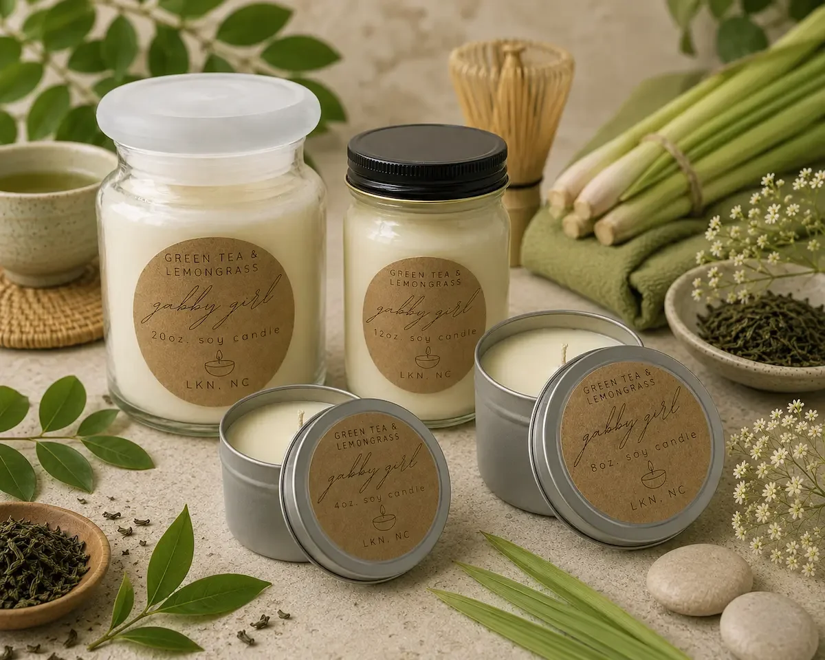Green Tea & Lemongrass Scented Candle