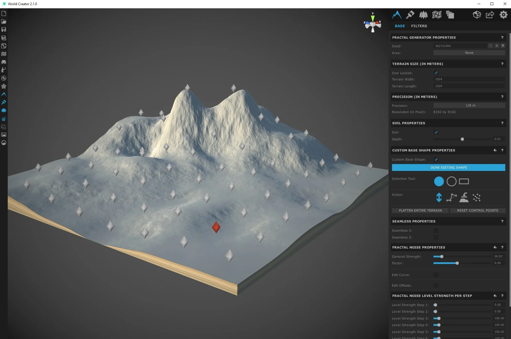 Starting with a detailed base terrain helps when adding filters.