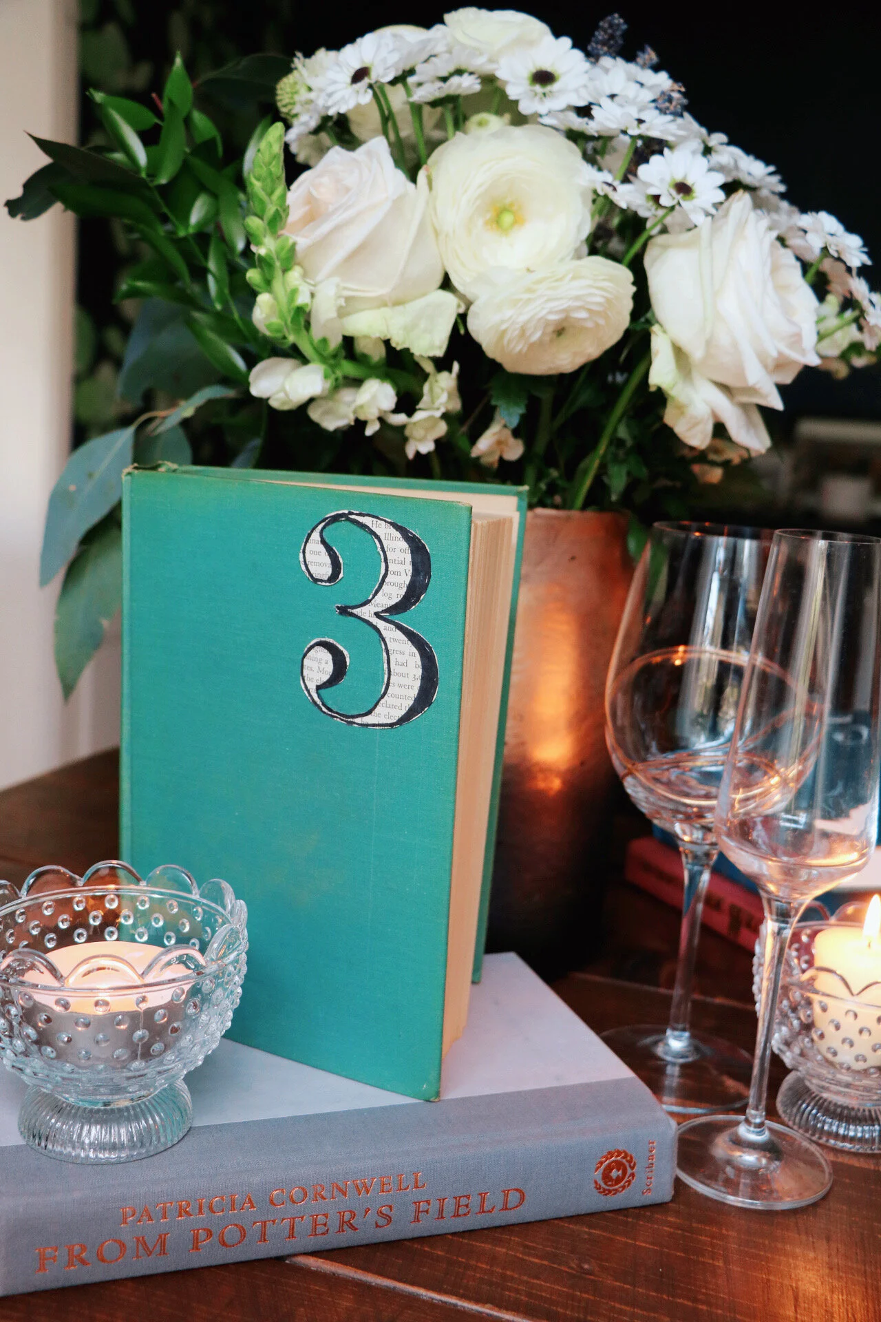 Vintage Book Table Numbers for Wedding Table Centerpieces
