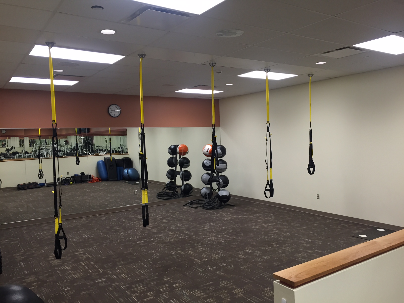 gym with hanging trx straps