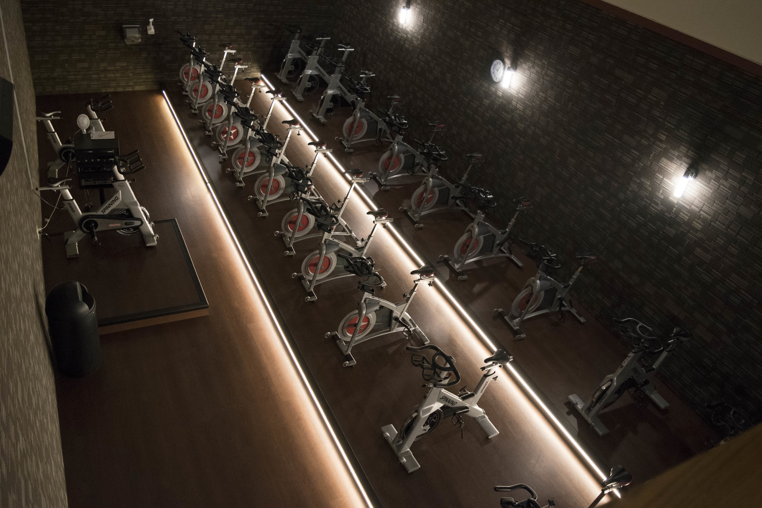 aerial view stationary bikes
