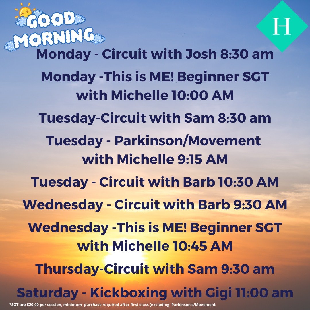 Are you an Early Bird? ☀ 

Come join these fun morning small group trainings!  You get the expertise of a personal trainer in a small group setting (3-10 people) at a great price ($20.00 per session)! 

See any trainer for full details. 

 #healthyag