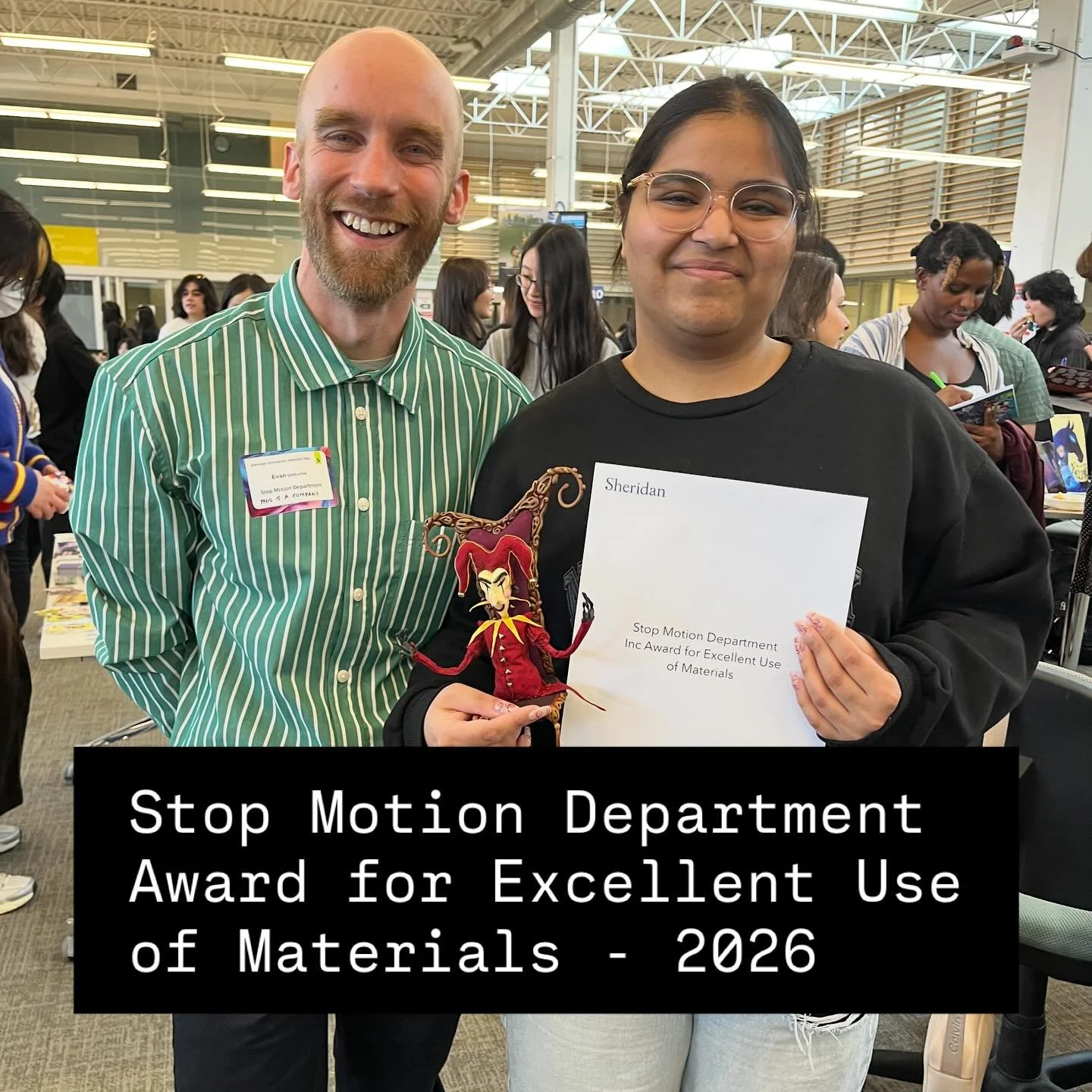We had a pleasure of presenting the first SMD award at @sheridan_college to @artbyveee_  Venya Aggarwal for her film &ldquo;When The Curtain Falls&rdquo;.

Congrats to all grads at Sheridan, especially the cool ones who chose stop-motion.