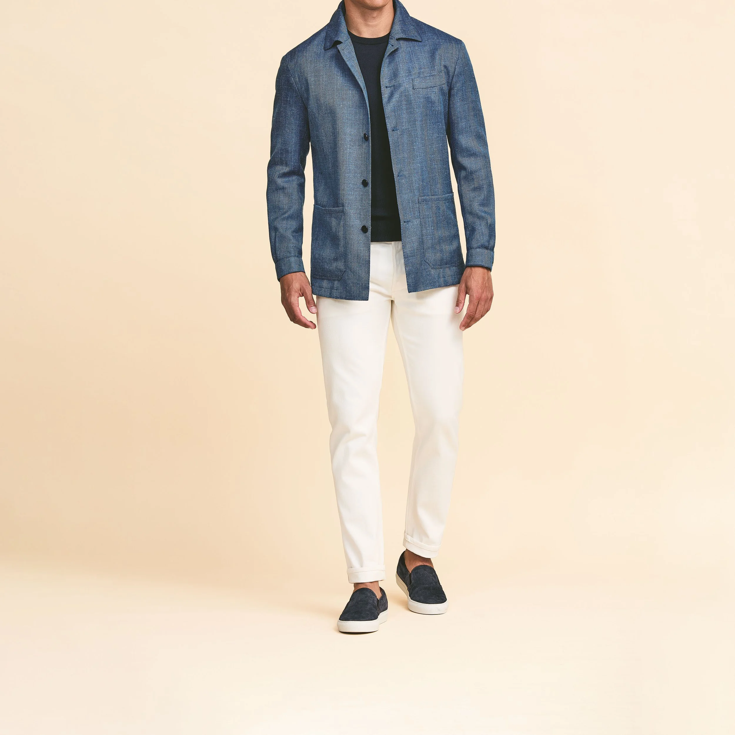 9126 Sport Coat - Cobalt Wool-Silk-Linen Herringbone