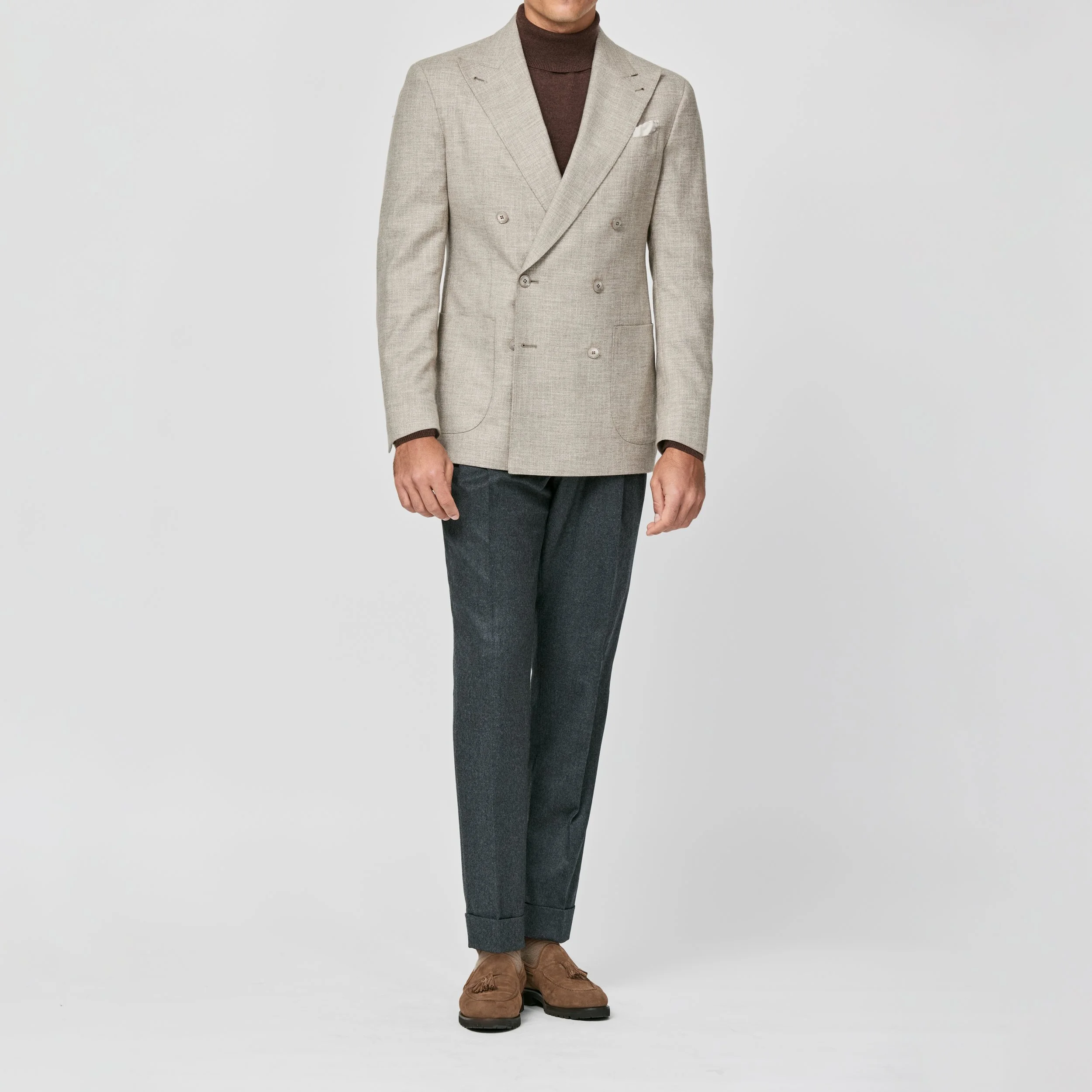 9147 Sport Coat - Sand Mélange Stretch Wool-Silk-Cotton Blend