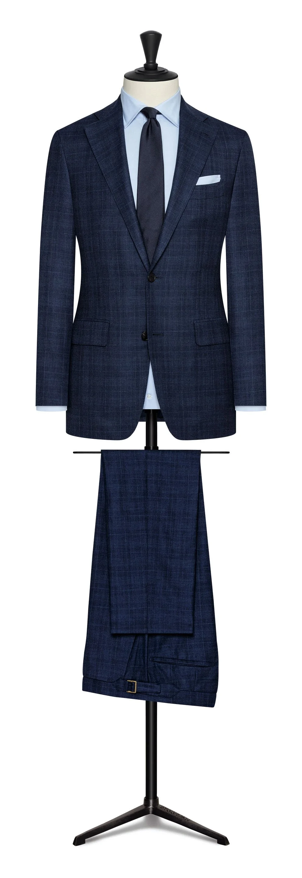 5842 Suit - Navy Blue Wool-Silk with Subtle Check
