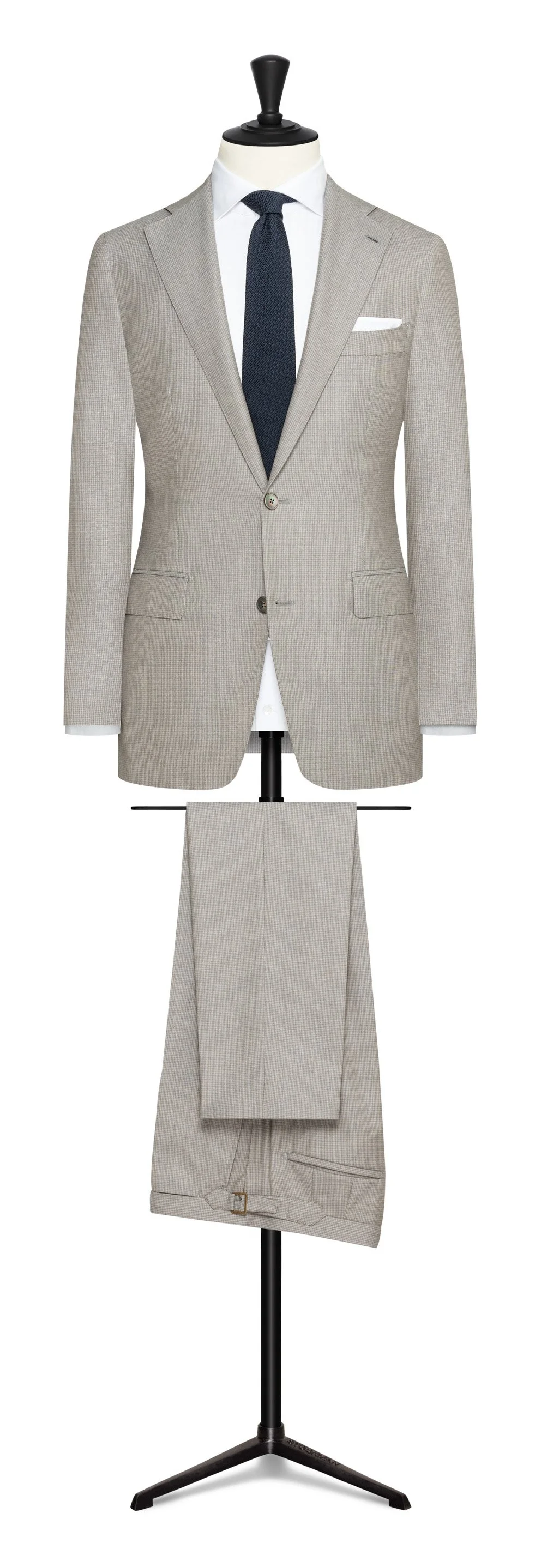 DRS111 Suit - Taupe S130 Wool w/ Tonal Micro-Check