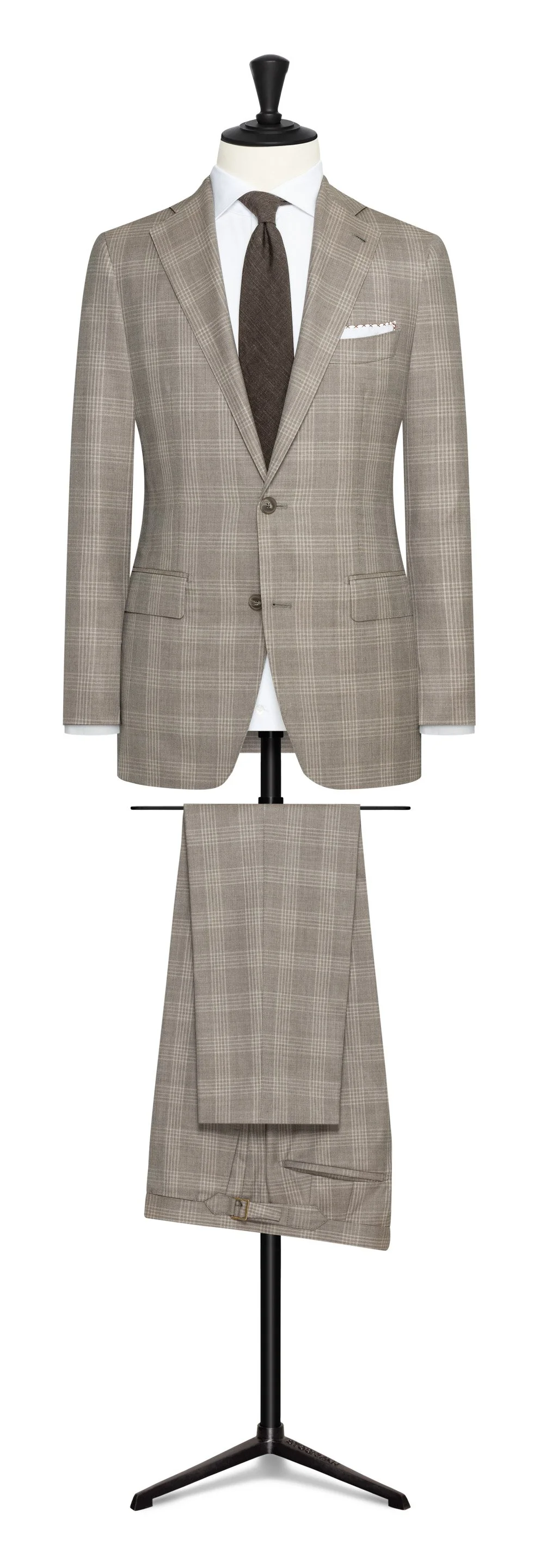 DRS113 Suit - Taupe S130 Wool w/ Beige Check