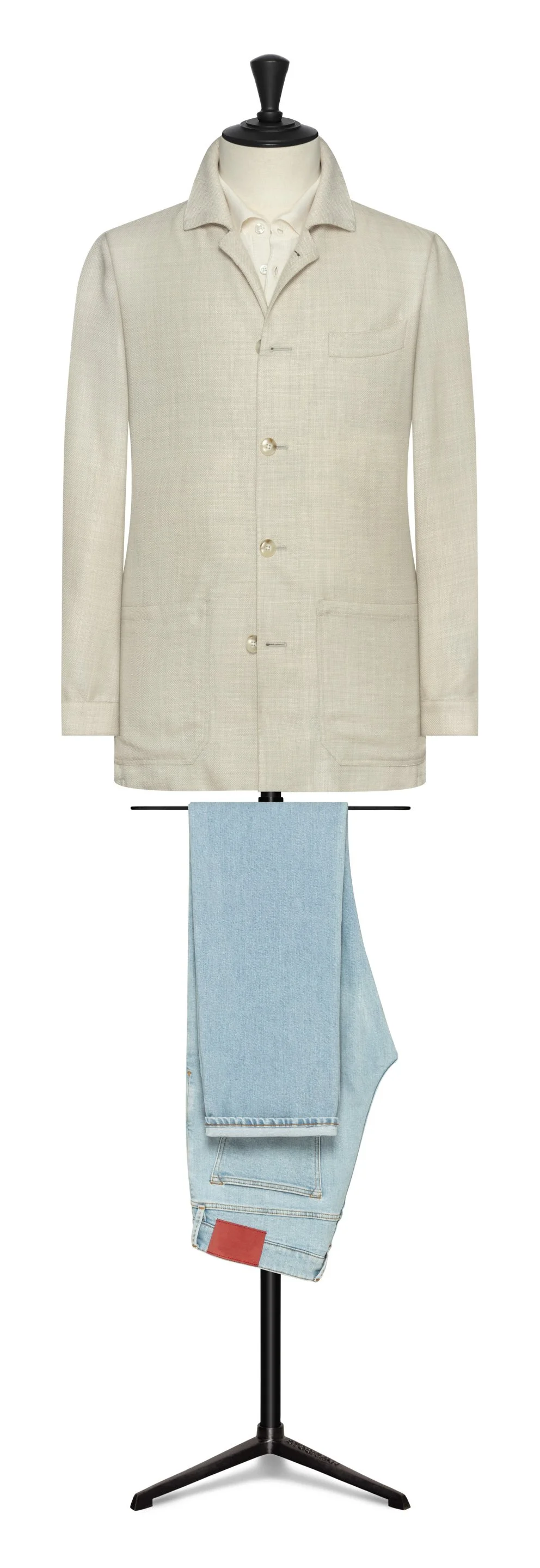 8955 Sport Coat - Ivory-L.Gray Wool-Silk-Linen Basketweave